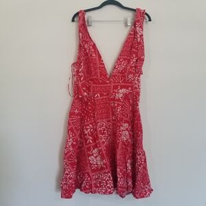 Hose of Harlow Red Mini Dress Floral S NWT